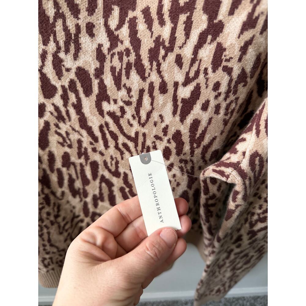 Anthropologie Maeve puff-sleeve pullover leopard sweater women's XL - Picture 9 of 9